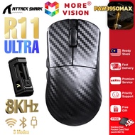 ATTACK SHARK R11 Ultra Wireless Gaming Mouse Carbon Fiber 3 Modes Connection PAW3950MAX 8000Hz Polli