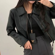 Ramones Women's Leather Jacket Korean Blazer Crop Latest