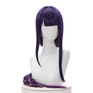 Nuoqi Raiden Shogun Cosplay Raiden Shogun Wig Long Purple Anime Wigs Synthetic Braid Wigs with Bangs