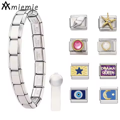 1 Set Italian Modular Charm Bracelet With Assembly Tool Stainless Steel Alloy Link Bracelet For Dail