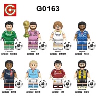 【A set of 8】Benzema Neymar Haaland Mbappe Ronaldo Messi World Football Player Building Block Figure 