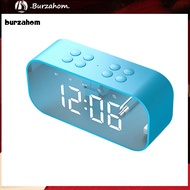 BUR_ Portable Mirror Screen LED Alarm Clock Bluetooth-compatible Speaker Wireless MP3 Player