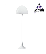Standing Floor lamp Metal in White + Opal Acrylic Shade E27x1 Size D500xH1400 mm.
