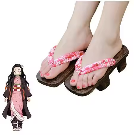 Anime Demon Slayer Cosplay Shoes Nezuko Cosplay Geta Japanese Shoes Women Geta Anime Kimetsu no Yaib