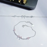S925 Silver Bracelet with Bow Shape and Sparkling Stone - Cute, Elegant Women's Bracelet, Meaningful