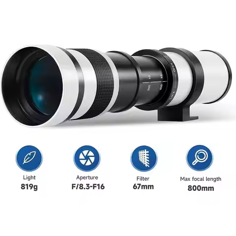 Super Telephoto Lens for Canon/Nikon/Sony - 420-800mm F/8.3-16 Long Focus Lens (Manual Zoom) for Man