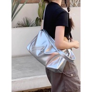 Ya Culture Bag y2k Original y2k Silver Large Capacity Tote Class Pass One-Shoulder Handbag yk1