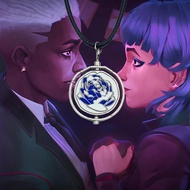 1Pc Arcane Necklace Powder Jinx Ekko Pendant Arcane Gift Arcane Pendant Vòng cổ hoa hồng xanh