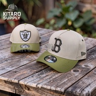 New Era 9FORTY A-Frame Adjustable Cap - Raiders NY Yankees LA Dodgers Boston Red Sox - Cream Olive G