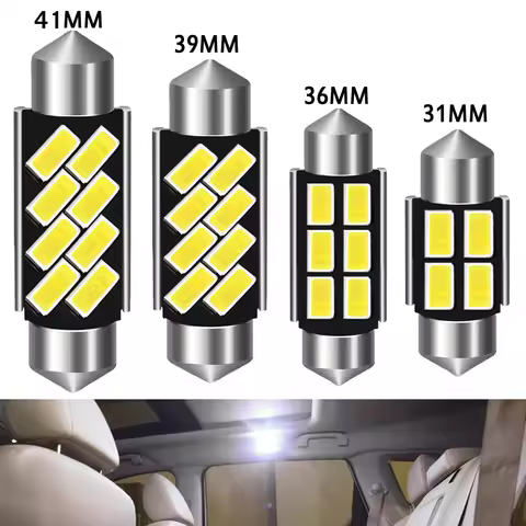 2pcs C5W C10W Led Bulb 6411 6418 Festoon 31MM 36MM 39MM 41MM 42MM Canbus Car Interior Dome Light Rea
