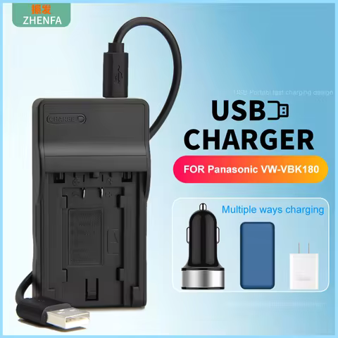 VW-VBT190 VW-VBT380 Battery Charger for Panasonic HC-V110 HC-V130 HC-V160 HC-V201 HC-V210 HC-V250 HC