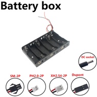 DIY 6x AA Battery Holder Storage Box Case with DC 5.5x2.1mm XH2.54 PH2.0 SM-2P Power Plug in stock c