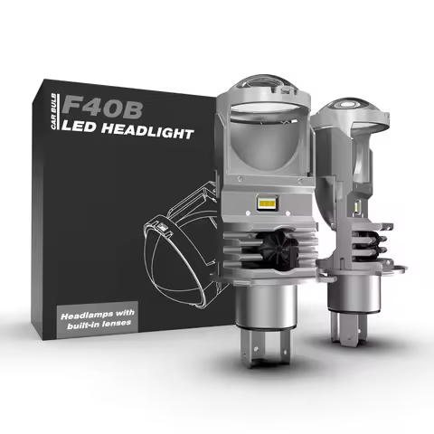 F40B LED H4 Lens Bi LED Mini H4 Projector Headlight Bulbs Lenses Headlamp Turbo LED Bulb High Low Li