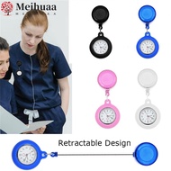 MEIHUAA Retractable Nurse Watch Silicone Quartz Clock Clip-on Fob Watch