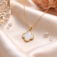 //溫柔絮語//白貝母四葉草純銀 吊墜