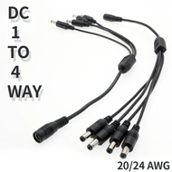 DC power 5.5 x 2.1 2.5mm Cable 1 female to 4 male way in 1 Y Splitter connector plug CCTV cord LED J