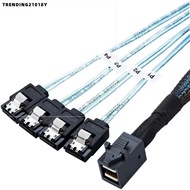 TRENDING21018Y HD Mini SAS Cable, 12G Speed 1.0m Length SFF-8643 To SATA Adapter, 4 Ports 0.5m Lengt