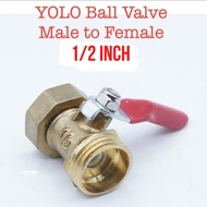 YOLO Mini Ball Valve Stop Brass Water Tap 1/ 2 inch Male to 1/2" Female MF M/F Brass Air Compressor 
