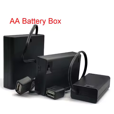 AA Battery Holder Usb AA Battery Box AA Battery Case with USB Power Port with Cover with Switch with