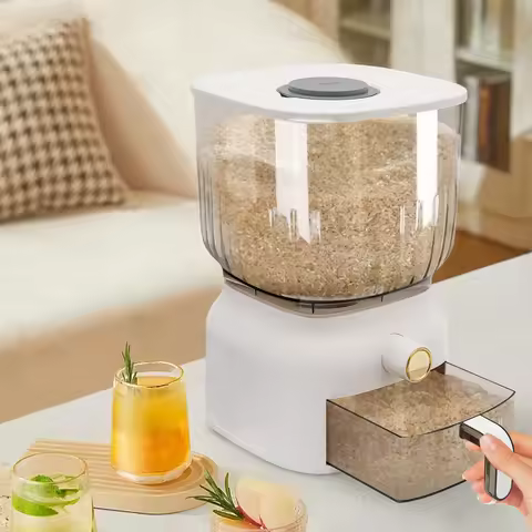 22Lbs Rice Dispenser,Large Sealed Grain Storage Container with Rice Cup Food Dispenser Kitchen Organ