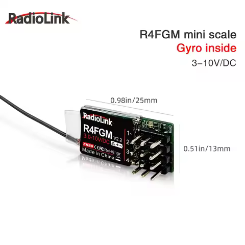 Radiolink R4FGM V2.2 3-10V 4 Channel Mini Receiver with Gyro for 1:28 1:64 RC Pocket Drift Car Hotwh