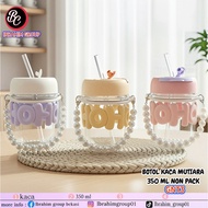 DFANCCIE HOHO MUTIARA GLASS Drinking Bottle Anti-Spill Souvenir Tumbler with aesthetic straw 350ml