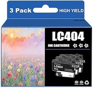 Run Star 3 Black LC404 LC-404 LC404XL Compatible Ink Cartridge Replacement for Brother LC404 LC-404