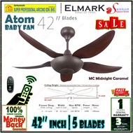 Elmark Baby Fan Atom 42 inch Ceiling Fan with Remote Control | 5 ABS blades | AC Motor | Midnight Caramel