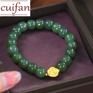 gold bangle 18k pawnable Natural Hetian jade opal rose flower beaded bracelet for women