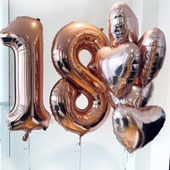 18 Years Old Birthday Balloon Rose Gold Heart Number 18th Happy Birthday Party Decoration