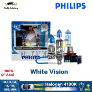 Philips White Vision H1 H3 H4 H7 H11 HB3 HB4 12V 4100K 4300K Warm White Light Halogen Car Headlight 