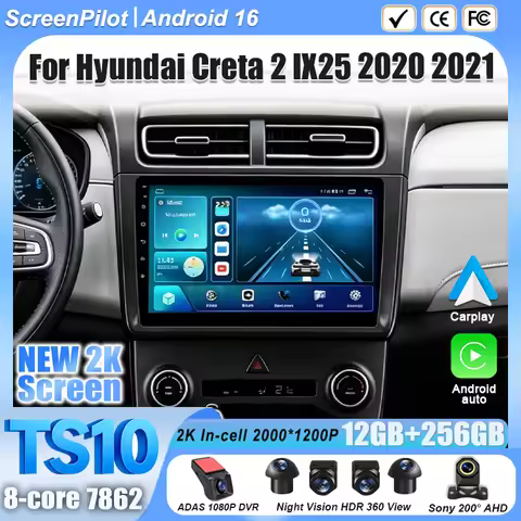 Android 16 For Hyundai Creta 2 IX25 2020 2021 9 Inch Car Radio Stereo Head Unit Multimedia Video Pla