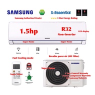 Samsung S-Essential 1.5hp R32 Non Inverter Aircond AR12TGHQABUNME &amp; AR12TGHQABUXME 1.5hp Non Inverter Air conditioner