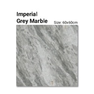 Granit Merk COVE tipe Imperial Grey Marble UK 60x60cm untuk lantai atau dinding warna Abu motif random permukaan glossy kualitas pertama 