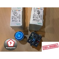 SCHNEIDER XB4BW363M5 ( ZB4BW363 + ZB4BW0M65 ) Illuminated push button, metal, blue, Ø22, spring retu