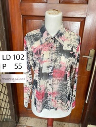 Maglione Millione Kemeja Nerawang Motif Sheer Shirt - preloved