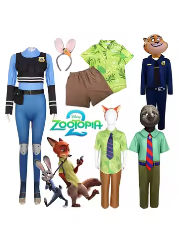New Zootopia Nick Judy Bunny Costume Cosplay Dress Up Halloween Party Clothes Disguise Cartoon Zoo R