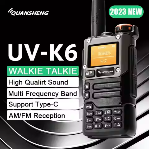 Quansheng UV-K6 Walkie Talkie 5W Air Band Radio Tyep C Charge UHF VHF DTMF FM Scrambler NOAA Wireles