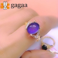 GAGAA Changing Color Ring, Oval Moon Stone Retro Adjustable Mood Rings, Creative Jewelry Fashion Tem