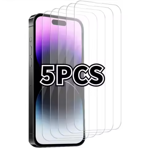 5PCS Full Cover 9H Screen Protector Tempered For IPhone 14 13 15 12 11 Pro Max X XR XS Max 7 8Plus S