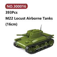 ✨M22 Locust Airborne Tanks WW2 Building Blocks 393 Pcs Third Party Tank Bricks Toy Set