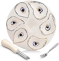 Oyster Serving Platter Set – Oyster Plate with Shucking Knife & Fork