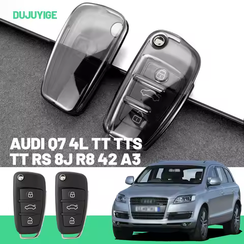 Clear TPU Car Key Case For Audi Q7 4L TT TTS TT RS 8J R8 42 A3 S3 RS3 8P 8V Key Fob Cover Protector 