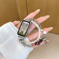 Uhada Smart Watch Band for Huawei New Style Pearl Dog Charm Bracelet Womens High-End Metal Strap Com