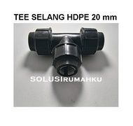 Tee Polos HDPE 1/2 T Tiga Selang ke Selang PE Hitam Selang PDAM 1/2