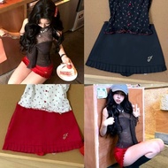 Pudding ~ "2968-NZ-XM" Low-Waist Skirt A-Line Style Serrated Tip Tight-Fitting Embroidered With Lett