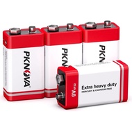 9V Batteries Carbon 9 Volt Battery for Smoke Detector 6F22 Square Battery, Long-Lasting, 4 Pack