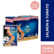 PURINA Felix Sensations Jellies Salmon & Tomato in Jelly Wet Cat Food (12 x 85g)