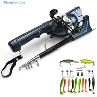 SEPTEMBER Fish Pole Reel Combo, 131cm Foldable Fishing Rod, Ultra Hard Telescopic with Fishing Line 