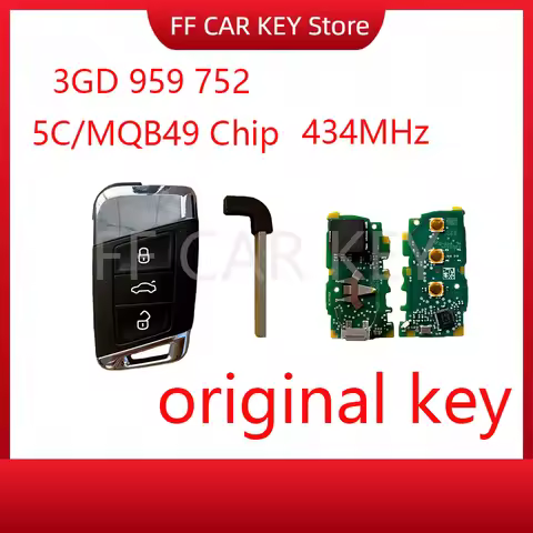 Original 3GD 959 752 5C/MQB49 Chip 434MHz Proximity Car Remote Key For VW Volkswgen Magotan Passat B